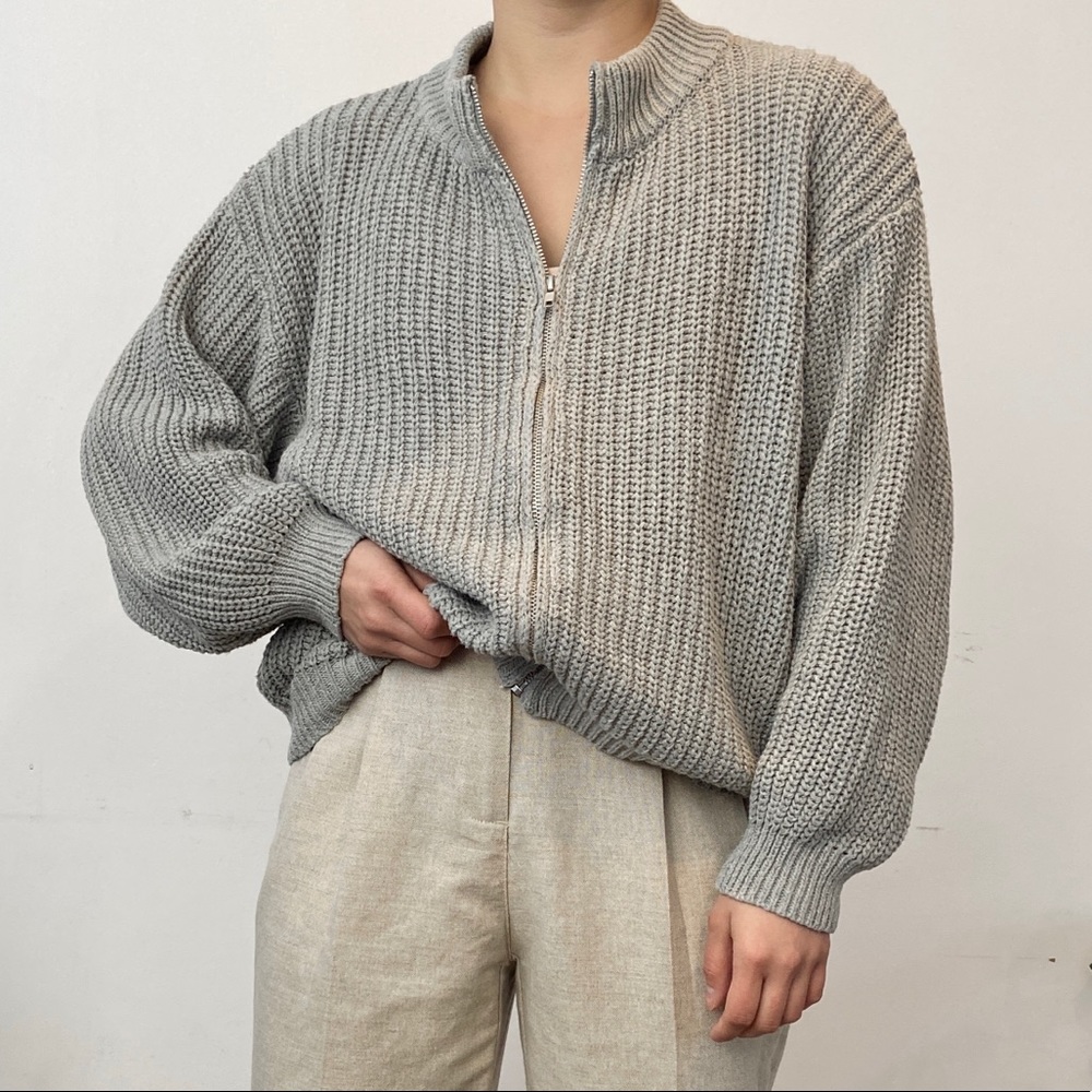 ❌SOLD❌Grey Petite Knit Jacket - Picture 2 of 3